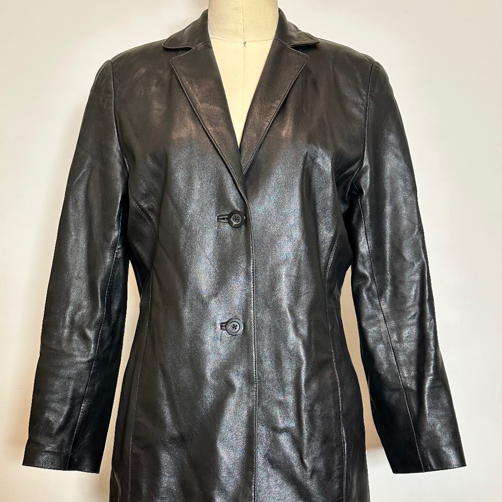 DONCASTER, Size 6, Black Leather Blazer